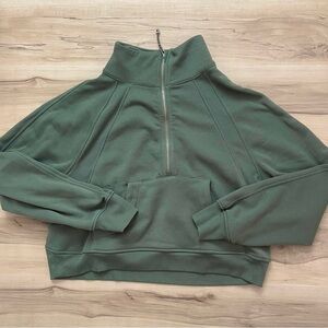 Women's Olive Half-Zip Funnel Neck Pullover Hoodie